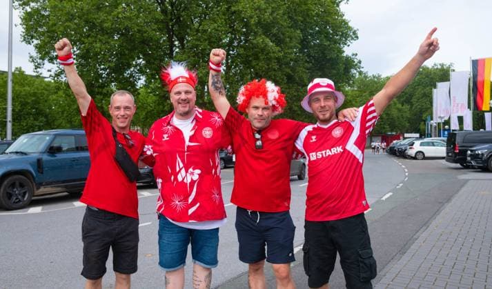 Fans of Denmark cheer, UEFA EURO 2024 Round of 16, Germany vs Denmark, BVB Stadium Dortmund on June 29, 2024 in Dortmund, Germany Photo by Silas Schueller DeFodi Images Fans of Denmark cheer, UEFA EURO 2024 Round of 16, Germany vs Denmark, BVB Stadium Dortmund on June 29, 2024 in Dortmund, Germany Photo by Silas Schueller DeFodi Images Defodi 738 738 GERDEN 20240629 140 Defodi-738