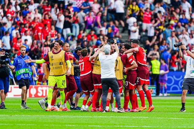 Switzerland cheers after victory at the end of the match GER, Switzerland vs Italy, European Football Championship, UEFA Euro 2024, round of 16, 29 06 2024 GER, Switzerland vs Italy, European Football Championship, UEFA Euro 2024, round of 16, 29 06 2024 Berlin Copyright: xEibner-Pressefoto MarcelxvonxFehrnx EP_MFN
