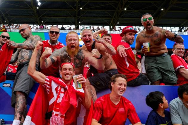 Germany v Denmark Euro 2024 29 06 2024. Round of 16 Denmark fans Stadium during the Round of 16 Euro 2024 match between Germany and Denmark at Signal Iduna Park, Dortmund, Germany on 29 June 2024. Editorial use only , Copyright: xNigelxKeenex PSI-19906-0010