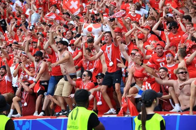 DEU, FIFA, EM 2024, SUI vs ITA, 29 06 2024, Berliner Olympiastadion, Berlin, DEU, FIFA, EM 2024, SUI vs ITA, in the picture Switzerfans, Fanblock Foto Juergen Engler nordphoto GmbH nordphotoxGmbHx xEngler nph00076