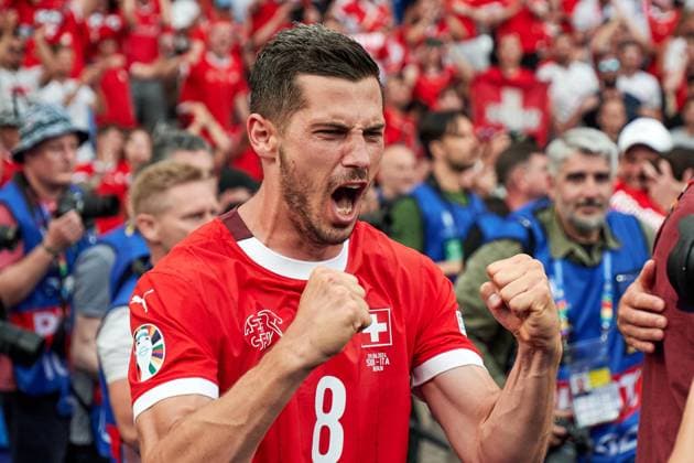 Remo Freuler Switzerland, 08 , celebrates victory, GER, UEFA Euro 2024, mens football, UEFA EURO 2024, Round of 16, Switzerland vs Italy, Switzerland vs Italy, 29 06 2024 GER, UEFA Euro 2024, mens football, UEFA EURO 2024, Round of 16, Switzerland vs Italy, Switzerland vs Italy, 29 06 2024 Berlin Copyright: xEibner-Pressefotox xClaudiusxRauchx EP_CRH