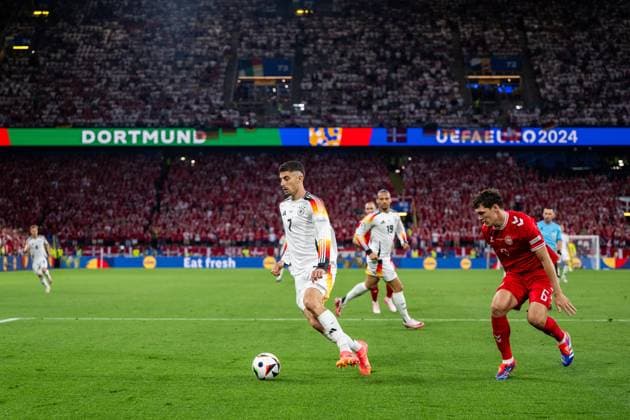 240629 Kai Havertz of Germany and Andreas Christensen of Denmark during the UEFA Euro 2024 Football Championship round of 16 match between Germany and Denmark on June 29, 2024 in Dortmund Photo Jesper Zerman BILDBYRAN kod JZ JZ0545 fotboll football soccer fotballs em europamästerskap em uefa euro uefa european football championship euro 2024 tyskland germany danmark denmark bbeng  Copyright: JESPERxZERMAN BB240629JZ016