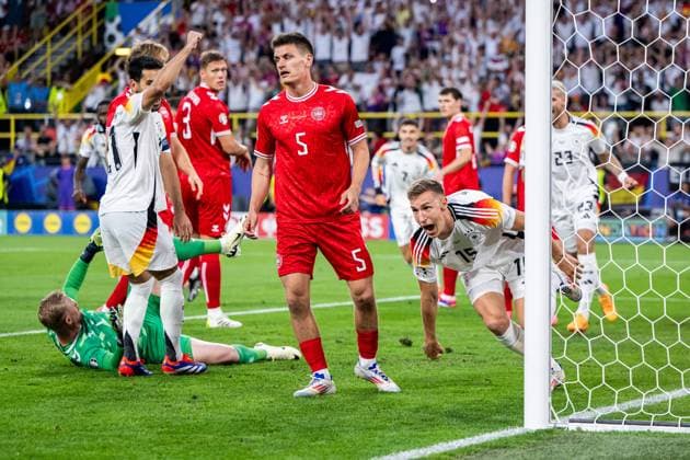 240629 Nico Schlotterbeck of Germany during the UEFA Euro 2024 Football Championship round of 16 match between Germany and Denmark on June 29, 2024 in Dortmund Photo Jesper Zerman BILDBYRAN kod JZ JZ0545 fotboll football soccer fotballs em europamästerskap em uefa euro uefa european football championship euro 2024 tyskland germany danmark denmark bbeng celebration celebrate  Copyright: JESPERxZERMAN BB240629JZ018