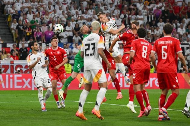 Soccer, men, season 2023 24, Euro EM 2024 round of 16 in Dortmund , Germany Denmark, Nico Schlotterbeck Germany scored the goal for 1 0 but was disallowed , 29 06 2024, Copyright: xMatthiasxKochx