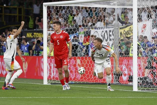 DORTMUND, BVB Stadium, 29-06-2024 , European Football Championship Euro2024, Round of 16 match no.37 between Germany and Denmark. Germany player Nico Schlotterbeck celebrating his goal 1-0, but goal not awarded Germany - Denmark (Euro2024)  x25630890x Copyright: