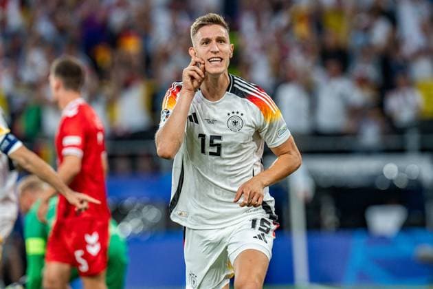 Nico Schlotterbeck Germany 15 celebrates after his offside goal was disallowed by VAR Germany vs Denmark, Men, Football, Round of 16, EURO 2024, 29 06 2024, European Championship Germany vs Denmark, Men, Football, Round of 16, EURO 2024, 29 06 2024, European Championship Dortmund Copyright: xEibner-Pressefoto BahhoxKarax EP_GER