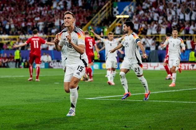 UEFA EURO 2024 Germany Denmark 29 06 2024 Nico Schlotterbeck Germany, 15 celebrates his later disallowed goal UEFA EURO 2024 Germany Denmark BVB Stadion Dortmund, Dortmund on 29 06 2024 Copyright: xBEAUTIFULxSPORTS Wunderlx