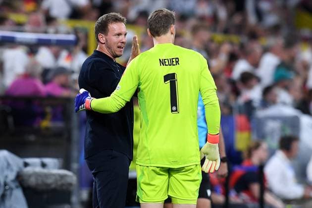 Soccer UEFA EURO 2024 Round of 16 Germany Denmark on 29 06 2024 at BVB Stadium Dortmund in Dortmund Julian Nagelsmann national coach coach Germany , left Manuel Neuer Germany , right xRx