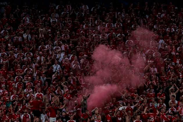 UEFA EURO 2024 Germany Denmark 29 06 2024 Danish fans set off pyrotechnics UEFA EURO 2024 Germany Denmark BVB Stadion Dortmund, Dortmund on 29 06 2024 Copyright: xBEAUTIFULxSPORTS Wunderlx
