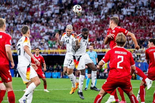 240629 Robert Andrich and Antonio Ruediger of Germany during the UEFA Euro 2024 Football Championship round of 16 match between Germany and Denmark on June 29, 2024 in Dortmund Photo Jesper Zerman BILDBYRAN kod JZ JZ0545 fotboll football soccer fotballs em europamästerskap em uefa euro uefa european football championship euro 2024 tyskland germany danmark denmark bbeng  Copyright: JESPERxZERMAN BB240629JZ051