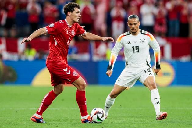 UEFA EURO 2024 Germany Denmark 29 06 2024 Andreas Christensen Denmark, 6 , Leroy Sane Germany, 19 UEFA EURO 2024 Germany Denmark BVB Stadion Dortmund, Dortmund on 29 06 2024 Copyright: xBEAUTIFULxSPORTS Wunderlx