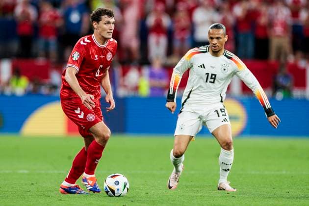 UEFA EURO 2024 Germany Denmark 29 06 2024 Andreas Christensen Denmark, 6 , Leroy Sane Germany, 19 UEFA EURO 2024 Germany Denmark BVB Stadion Dortmund, Dortmund on 29 06 2024 Copyright: xBEAUTIFULxSPORTS Wunderlx
