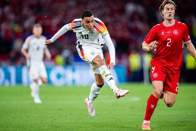 240629 Jamal Musiala of Germany during the UEFA Euro 2024 Football Championship round of 16 match between Germany and Denmark on June 29, 2024 in Dortmund Photo Jesper Zerman BILDBYRAN kod JZ JZ0545 fotboll football soccer fotballs em europamästerskap em uefa euro uefa european football championship euro 2024 tyskland germany danmark denmark bbeng  Copyright: JESPERxZERMAN BB240629JZ057