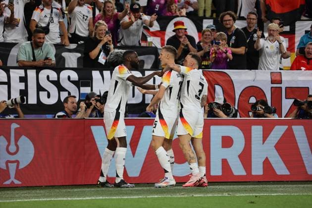 29 06 2024, Football, Men, UEFA European Championship 2024, Round of 16, Germany Denmark, Goal celebration for the supposed 1 0, Scorer Nico Schlotterbeck Germany Dortmund Signal Iduna Park North Rhine-Westphalia Germany EN Copyright: xSebastianxBachx