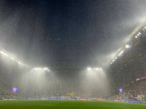 29 06 2024, Football UEFA EURO 2024, Round of 16, Germany Denmark, in the BVB Arena Dortmund, A thunderstorm has brewed over the sky, it is hailing