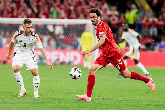 UEFA EURO 2024 Germany Denmark 29 06 2024 Thomas Joseph Delaney Denmark, 8 , Joshua Kimmich Germany, 6 UEFA EURO 2024 Germany Denmark BVB Stadion Dortmund, Dortmund on 29 06 2024 Copyright: xBEAUTIFULxSPORTS Wunderlx
