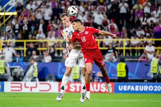 240629 Nico Schlotterbeck of Germany and Alexander Bah of Denmark during the UEFA Euro 2024 Football Championship round of 16 match between Germany and Denmark on June 29, 2024 in Dortmund Photo Jesper Zerman BILDBYRAN kod JZ JZ0545 fotboll football soccer fotballs em europamästerskap em uefa euro uefa european football championship euro 2024 tyskland germany danmark denmark bbeng  Copyright: JESPERxZERMAN BB240629JZ070