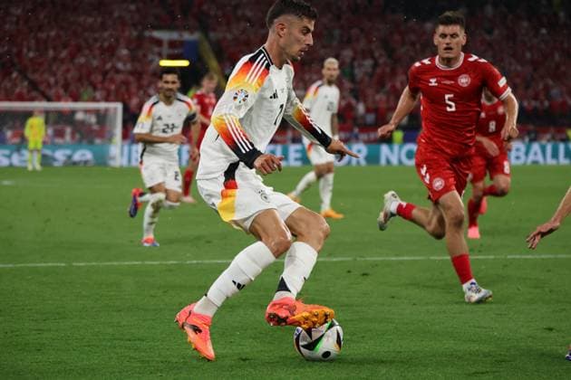29 06 2024, Football, Men, UEFA European Championship 2024, Round of 16, Germany Denmark, Kai Havertz Germany , Joakim Maehle Daenemark Dortmund Signal Iduna Park Nordrhein Westfalen Germany EN Copyright: xSebastianxBachx