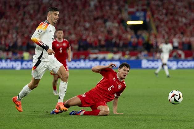 UEFA EURO 2024 Germany Denmark 29 06 2024 Kai Havertz Germany, 7 , Andreas Christensen Denmark, 6 UEFA EURO 2024 Germany Denmark BVB Stadion Dortmund, Dortmund on 29 06 2024 Copyright: xBEAUTIFULxSPORTS Wunderlx