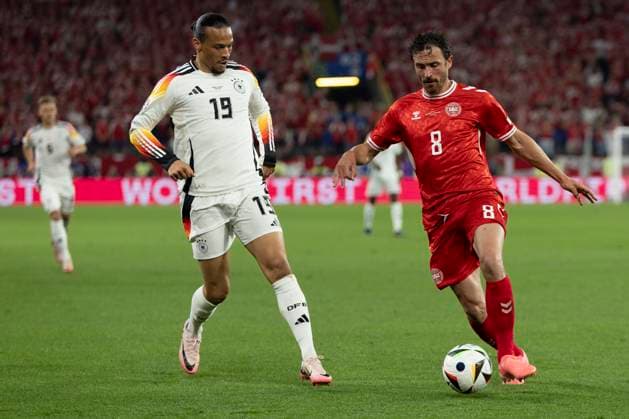 UEFA EURO 2024 Germany Denmark 29 06 2024 Leroy Sane Germany, 19 , Thomas Joseph Delaney Denmark, 8 UEFA EURO 2024 Germany Denmark BVB Stadion Dortmund, Dortmund on 29 06 2024 Copyright: xBEAUTIFULxSPORTS Wunderlx