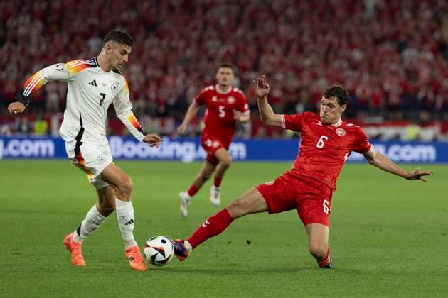 UEFA EURO 2024 Germany Denmark 29 06 2024 Kai Havertz Germany, 7 , Andreas Christensen Denmark, 6 UEFA EURO 2024 Germany Denmark BVB Stadion Dortmund, Dortmund on 29 06 2024 Copyright: xBEAUTIFULxSPORTS Wunderlx