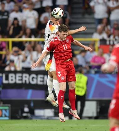 29 06 2024, European Football Championship, UEFA EURO 2024, Germany Denmark, Round of 16, BVB Stadium Dortmund, f l , Nico Schlotterbeck Germany , Andreas Skov Olsen Denmark Copyright: HMBxMedia