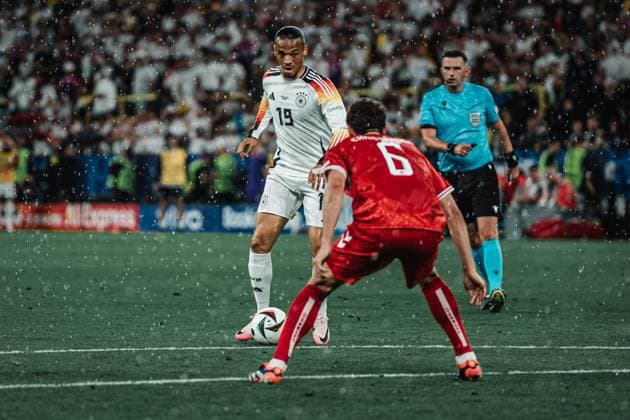 Soccer Men UEFA European Football Championship 2024 Round of 16 Germany vs Denmark 29 06 2024 Leroy Sane 19, Germany in the rain Dortmund BVB Stadium Dortmund North Rhine-Westphalia Germany