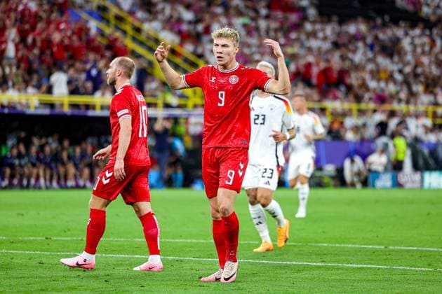 Germany v Denmark Euro 2024 29 06 2024. Round of 16 Rasmus Hojlund of Denmark during the Round of 16 Euro 2024 match between Germany and Denmark at Signal Iduna Park, Dortmund, Germany on 29 June 2024. Editorial use only , Copyright: xNigelxKeenex PSI-19906-0022