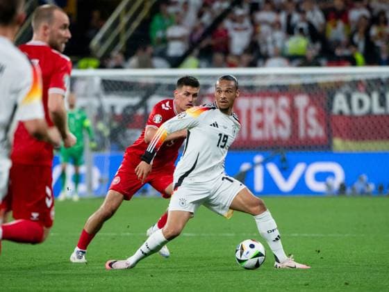 Leroy Sane Germany, 19 in duel with Joakim Maehle Pedersen Daenemark, 05 , GER, Germany GER vs Denmark DEN , European Football Championship, UEFA EURO 2024, Round of 16, 29 06 2024 GER, Germany GER vs Denmark DEN , European Football Championship, UEFA EURO 2024, Round of 16, 29 06 2024 Dortmund Copyright: xEibner-Pressefoto Memmlerx EP_MMR