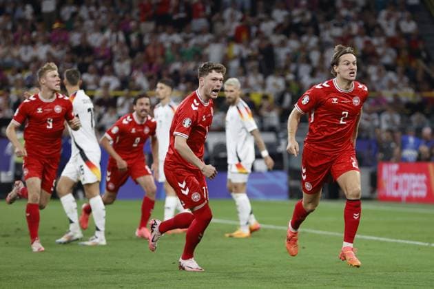 DORTMUND, BVB Stadium, 29-06-2024 , European Football Championship Euro2024, Round of 16 match no.37 between Germany and Denmark. Denmark player Joachim Andersen celebrating his goal 0-1, but goal not awarded Germany - Denmark (Euro2024)  x25632034x Copyright: