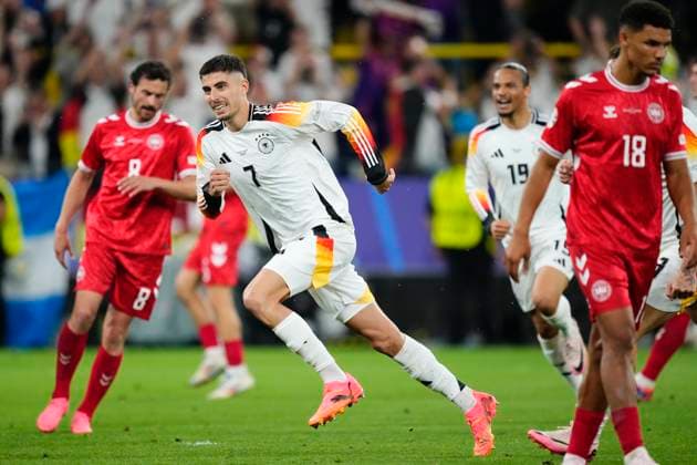 Germany v Denmark: Round of 16 - UEFA EURO, EM, Europameisterschaft,Fussball 2024 Kai Havertz attacking midfield of Germany and Arsenal FC celebrates after scoring his sides first goal during the UEFA EURO 2024 round of 16 match between Germany and Denmark at Football Stadium Dortmund on June 29, 2024 in Dortmund, Germany. Dortmund Germany  Copyright: xJosexBretonx originalFilename:bretonhernandez-germanyv240629_np0Sg.jpg