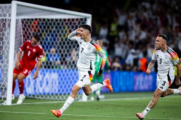 Dortmund, Signal Iduna Park, 29 06 2024 Kai Havertz of germany celebrates scoring the 1 0 goal per penalty during the match UEFA European Championship 2024 Germany v Denmark
