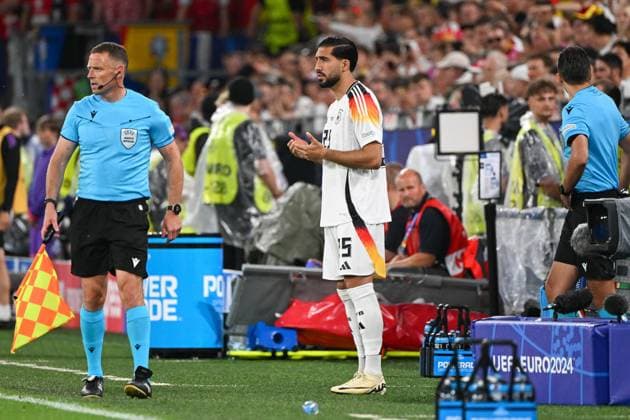 Soccer, Men, Season 2023 24, Euro EM 2024 Round of 16 in Dortmund , Germany Denmark, Emre Can Germany with prayer before substitution , 29 06 2024, Copyright: xMatthiasxKochx