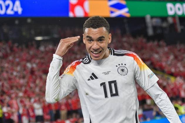Jamal Musiala 10 Germany celebrates after scoring 2 0 29 06 2024 European Football Championship in Germany Germany vs Denmark, Signal Iduna Park, Dortmund, NRW Germany Copyright: xpepphotox xHorstxMauelshagenx pep00321, pep_20240629_hm