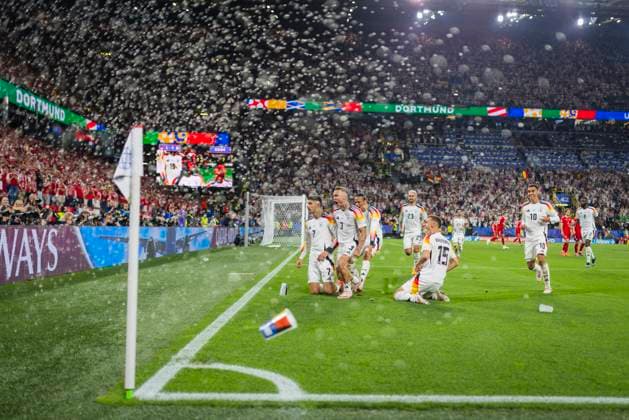 Dortmund, Germany 29th Jun 2024 Goal celebration Kai Havertz DFB David Raum DFB Leroy Sane DFB Nico Schlotterbeck DFB Jamal Musiala DFB Germany Denmark Germany Denmark 29 06 2024