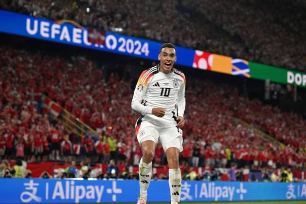 Jubel 2 0 Jamal Musiala Germany 29 06 2024, European Football Championship 2024, Round of 16 Germany Denmark Dortmund North Rhine-Westphalia Germany Team2
