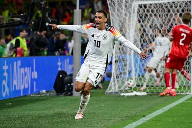 Goal celebration for 2-0 by Jamal Musiala 10 Germany , Germany vs Denmark, Football, UEFA Euro 2024, Round of 16, 29 06 2024 Dortmund Nordrhein Westfalen Germany Copyright: xkolbert-press MarcxNiemeyerx