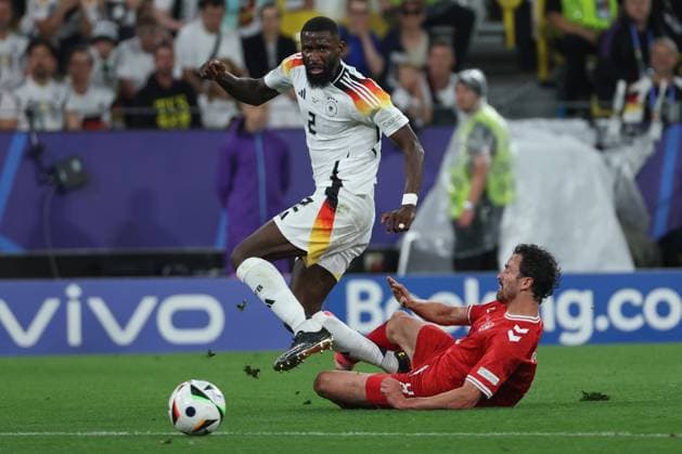 Euro 2024 Germany Denmark on 29 06 2024 at the BVB Stadium Dortmund in Dortmund Antonio Rüdiger Ruediger Germany 2 vs Thomas Joseph Delaney Denmark Denmark 8 MH