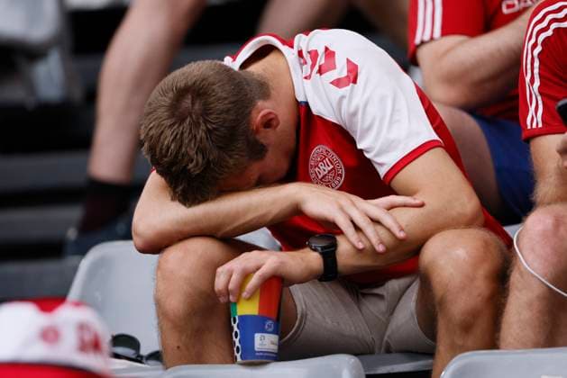 Germany v Denmark: Round of 16 - UEFA EURO, EM, Europameisterschaft,Fussball 2024 Danish fan looks dejected during the UEFA EURO 2024 round of 16 match between Germany and Denmark at Football Stadium Dortmund on June 29, 2024 in Dortmund, Germany. Dortmund Football Stadium Dortmund Germany Germany Copyright: xRichardxSellers Sportsphoto APLx 14043164