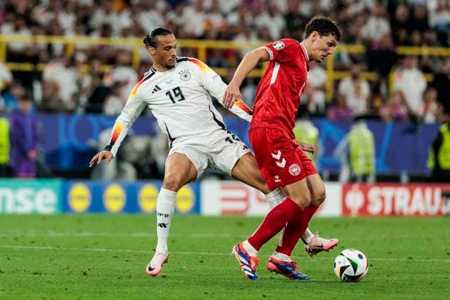UEFA EURO 2024 Germany Denmark 29 06 2024 Leroy Sane Germany, 19 , Andreas Christensen Denmark, 6 UEFA EURO 2024 Germany Denmark BVB Stadion Dortmund, Dortmund on 29 06 2024 Copyright: xBEAUTIFULxSPORTS Wunderlx