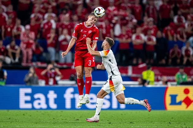 240629 Jannik Vestergaard of Denmark and Niclas Fullkrug of Germany during the UEFA Euro 2024 Football Championship round of 16 match between Germany and Denmark on June 29, 2024 in Dortmund Photo Jesper Zerman BILDBYRAN kod JZ JZ0545 fotboll football soccer fotball fotballs em europamästerskap em uefa euro uefa european football championship euro 2024 tyskland germany danmark denmark bbeng  Copyright: JESPERxZERMAN BB240629JZ127