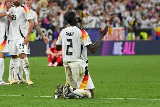 Soccer, Men, Season 2023 24, Euro EM 2024 Round of 16 in Dortmund , Germany Denmark, Antonio Rüdiger Ruediger Germany celebrates after the 2 0 victory , 29 06 2024, Copyright: xMatthiasxKochx