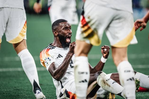 Soccer Men UEFA European Football Championship 2024 Round of 16 Germany vs Denmark 29 06 2024 Antonio Rüdiger 2, Germany cheers on the ground Dortmund BVB Stadion Dortmund North Rhine-Westphalia Germany