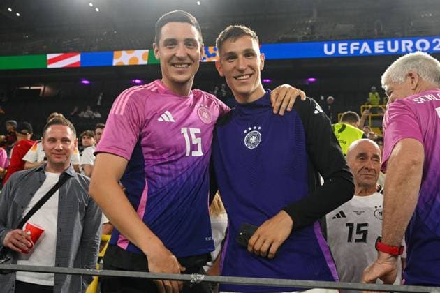 Soccer, Men, Season 2023 24, Euro EM 2024 Round of 16 in Dortmund , Germany Denmark, f l Keven Schlotterbeck and Nico Schlotterbeck Germany , 29 06 2024, Copyright: xMatthiasxKochx