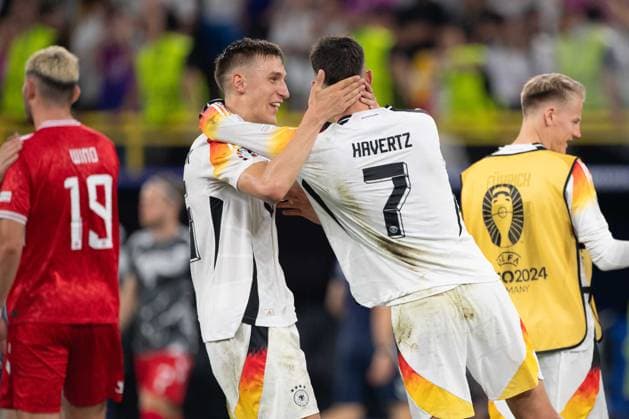 Final cheer Germany, Nico SCHLOTTERBECK GER , Kai HAVERTZ GER cheer, jubilation, joy, cheers, round of 16 Germany GER Denmark DEN 2 0 on 29 06 2024 BVB Stadium Dortmund, Football UEFA EURO 2024 GERMANY from 14 06 2024 14 07 2024 Â