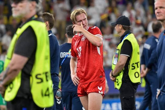 Victor Kristiansen 17 Denmark after the match dissatisfied disappointed dejected frustrated, 29 06 2024 European Football Championship in Germany Germany vs Denmark, Signal Iduna Park, Dortmund, NRW Germany Copyright: xpepphotox xHorstxMauelshagenx pep00321, pep_20240629_hm