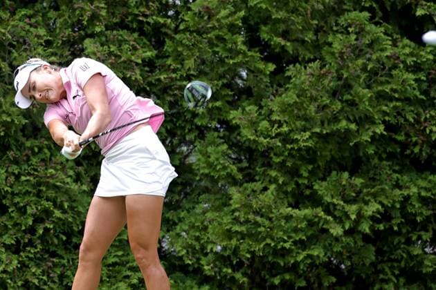 MIDLAND, MI - JUNE 29: LPGA, Golf Damen golfer Lexi Thompson plays her tee shot on the 6th hole during the third round of the LPGA Dow Championship on June 29, 2024, at Midland Country Club in Midland, Michigan. (Photo by Brian Spurlock Icon Sportswire) GOLF: JUN 29 LPGA Dow Championship EDITORIAL USE ONLY Icon24062921