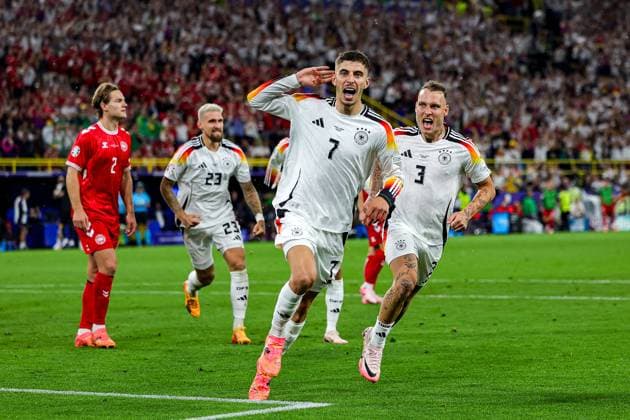 Germany v Denmark Euro 2024 29 06 2024. Round of 16 Goal 1-0 Kai Havertz of Germany scores from the penalty spot and celebrates during the Round of 16 Euro 2024 match between Germany and Denmark at Signal Iduna Park, Dortmund, Germany on 29 June 2024. Editorial use only , Copyright: xNigelxKeenex PSI-19906-0075