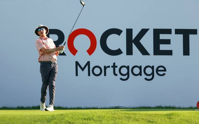 Rocket Mortgage Classic Joel Dahmen of Clarkston, Washington hits from the 18th tee during the third round of the Rocket Mortgage Classic at Detroit Golf Club on Saturday, June 29, 2024 in Detroit, Michigan. Detroit Michigan United States  Copyright: xAmyxLemusx originalFilename:lemus-rocketmo240629_npmiy.jpg
