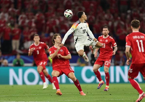 29 06 2024, European Football Championship, UEFA EURO 2024, Germany Denmark, Round of 16, BVB Stadion Dortmund, f l , Joachim Christian Andersen Denmark , Jamal Musiala Germany Copyright: HMBxMedia